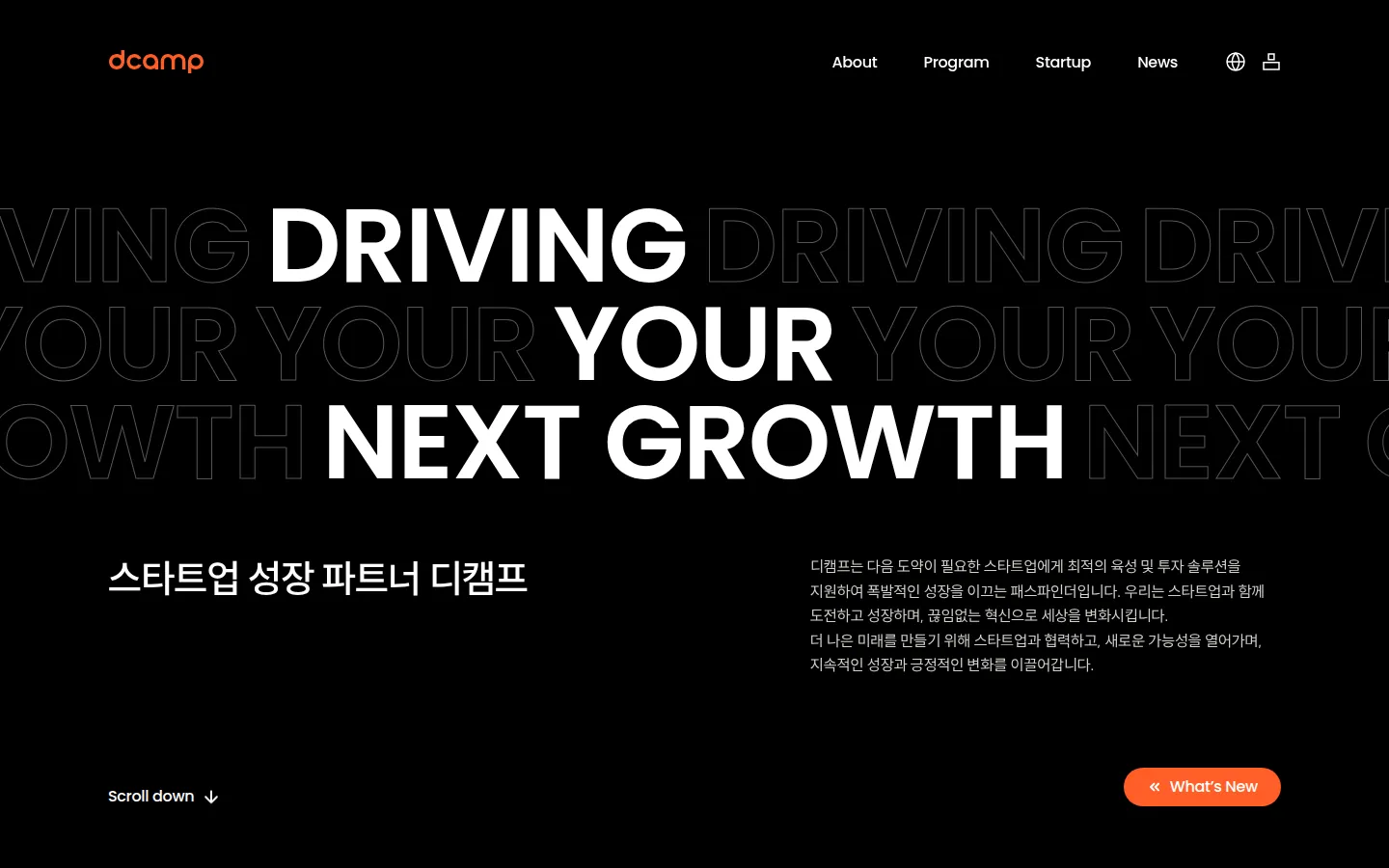 디캠프 브랜드 웹사이트 디자인 레퍼런스