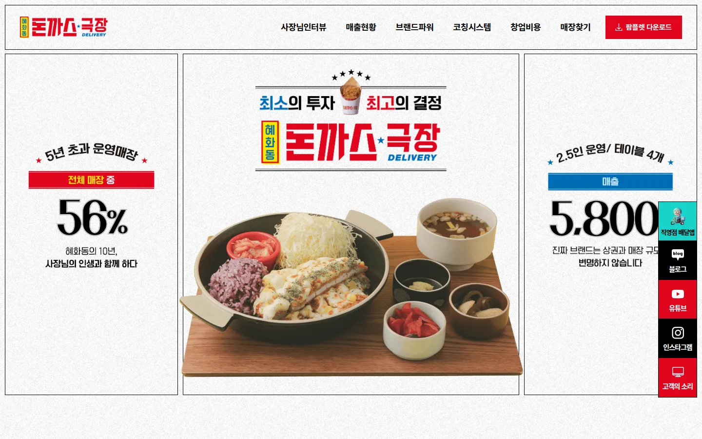 혜화동 돈까스극장 브랜드 웹사이트 디자인 레퍼런스