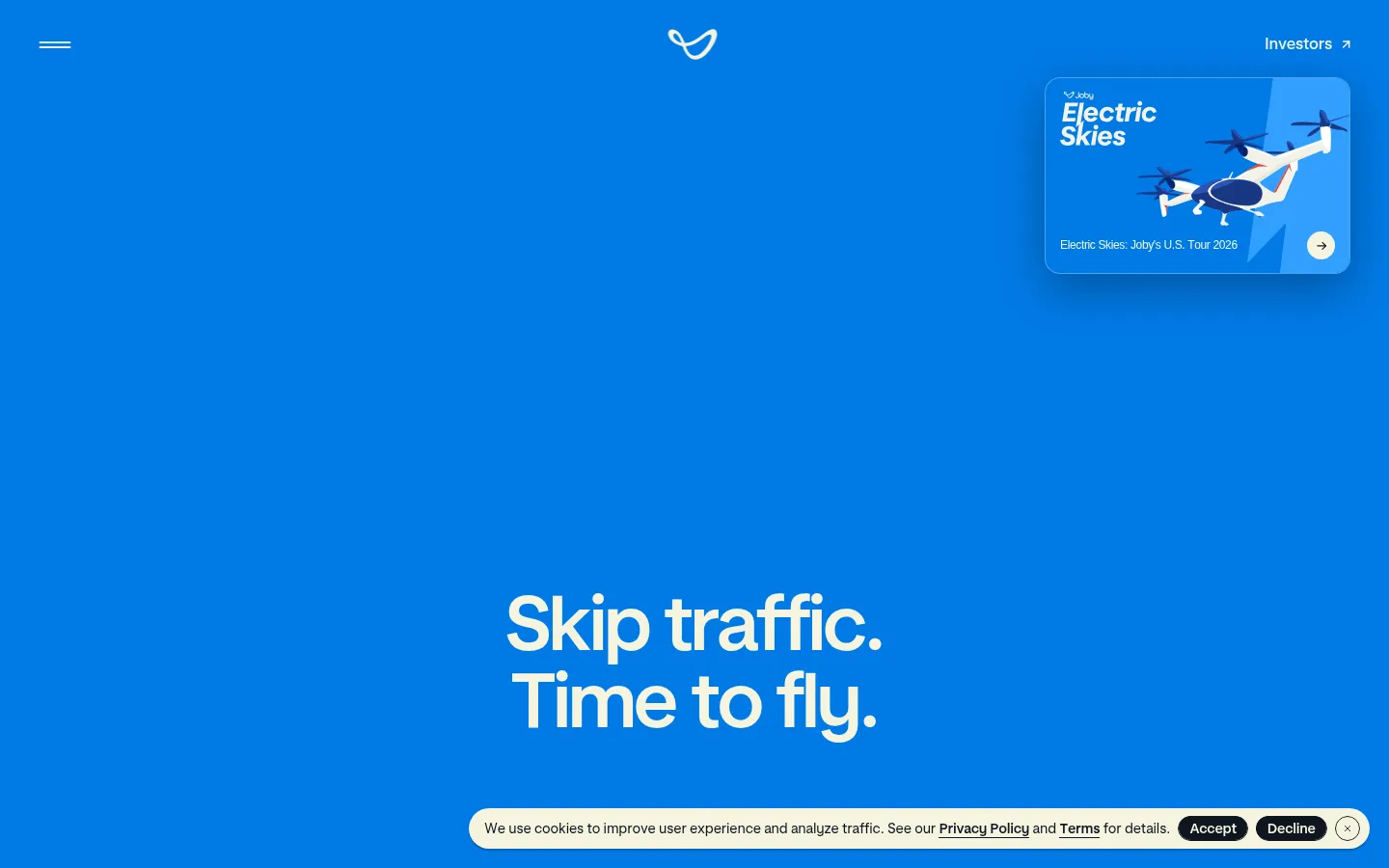 jobyaviation 브랜드 웹사이트 디자인 레퍼런스