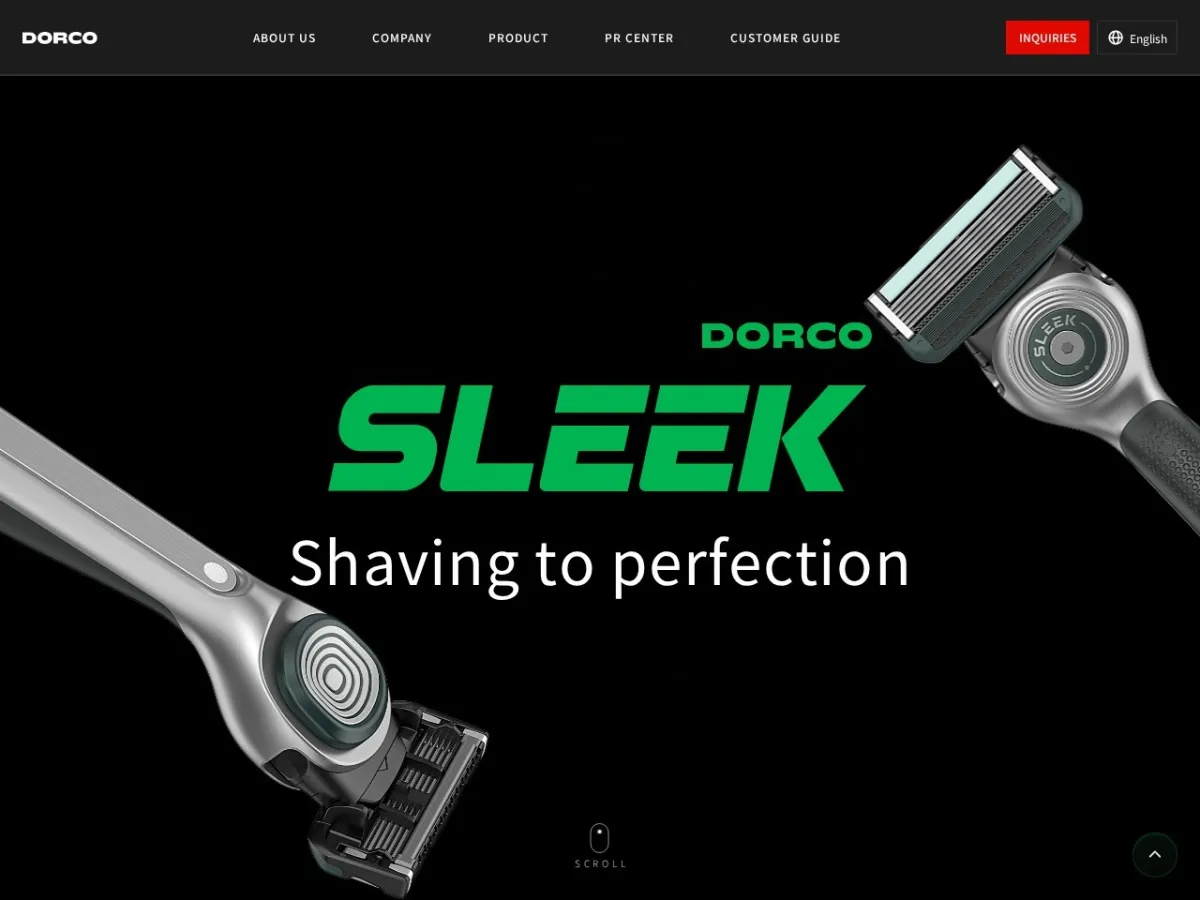 도루코글로벌 SLEEK 브랜드 웹사이트 디자인 레퍼런스