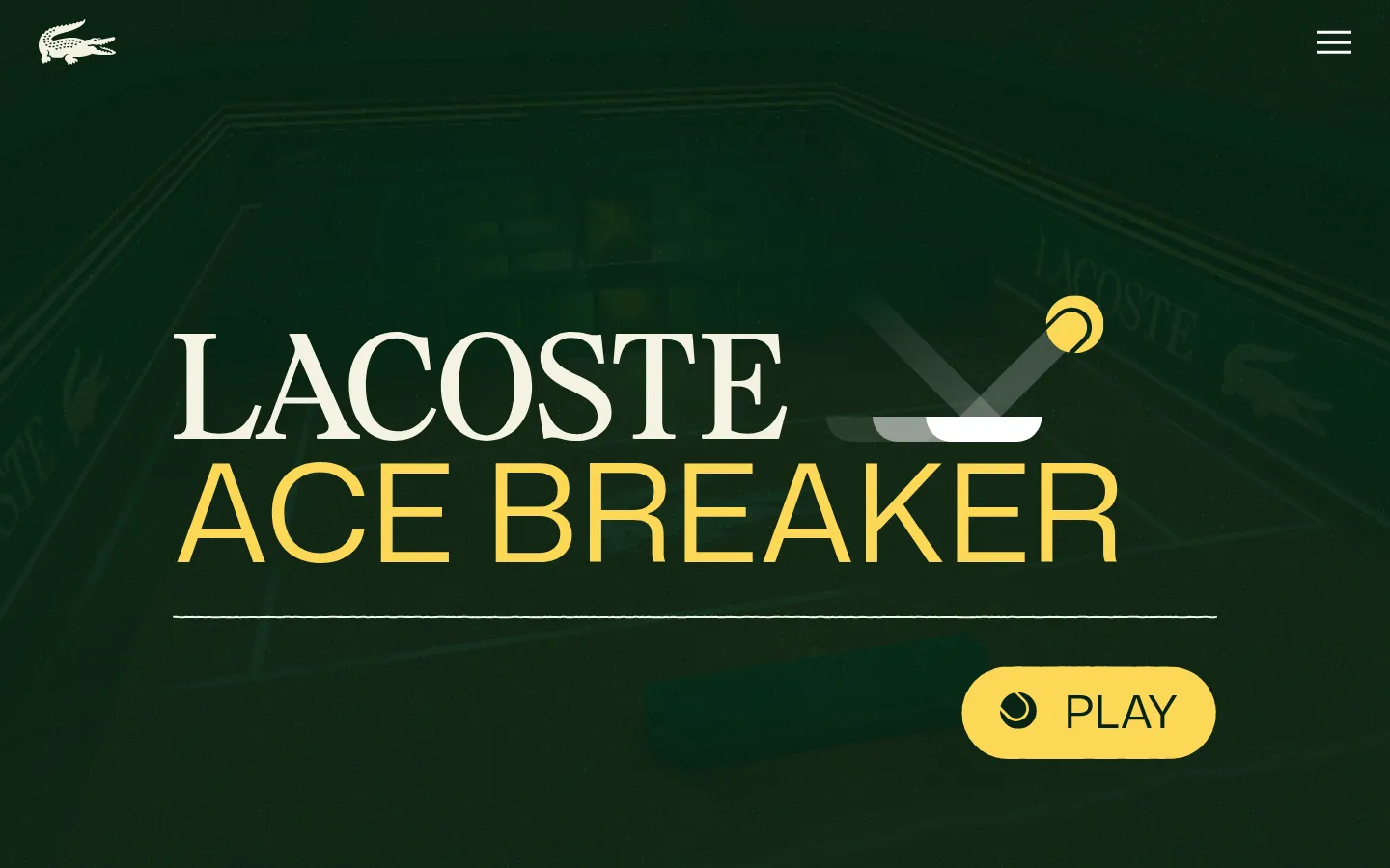 Lacoste Ace Breaker 브랜드 웹사이트 디자인 레퍼런스