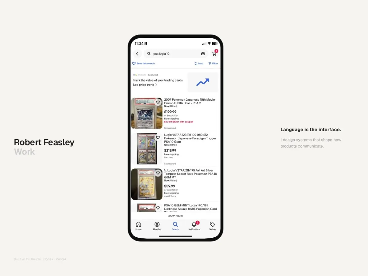 Website Inspiration: Robert Feasley 브랜드 웹사이트 디자인 레퍼런스