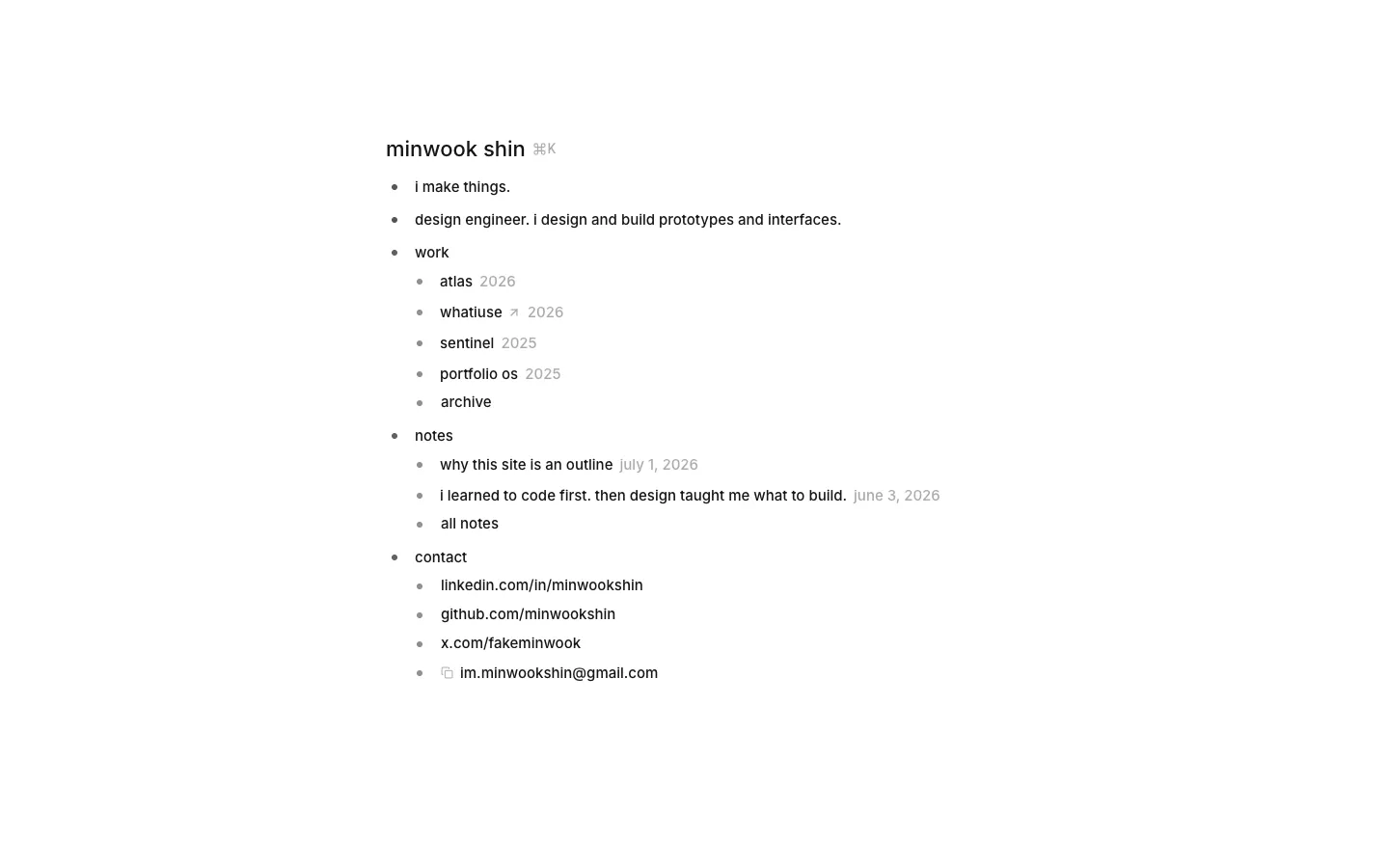 Minwook Shin 브랜드 웹사이트 디자인 레퍼런스