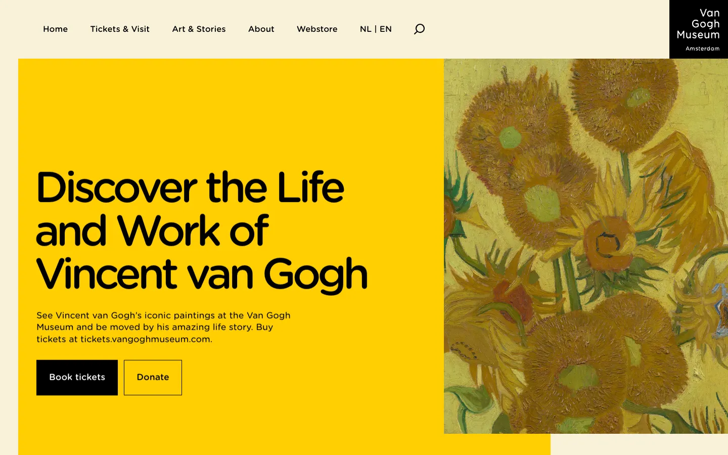Van Gogh Museum 브랜드 웹사이트 디자인 레퍼런스
