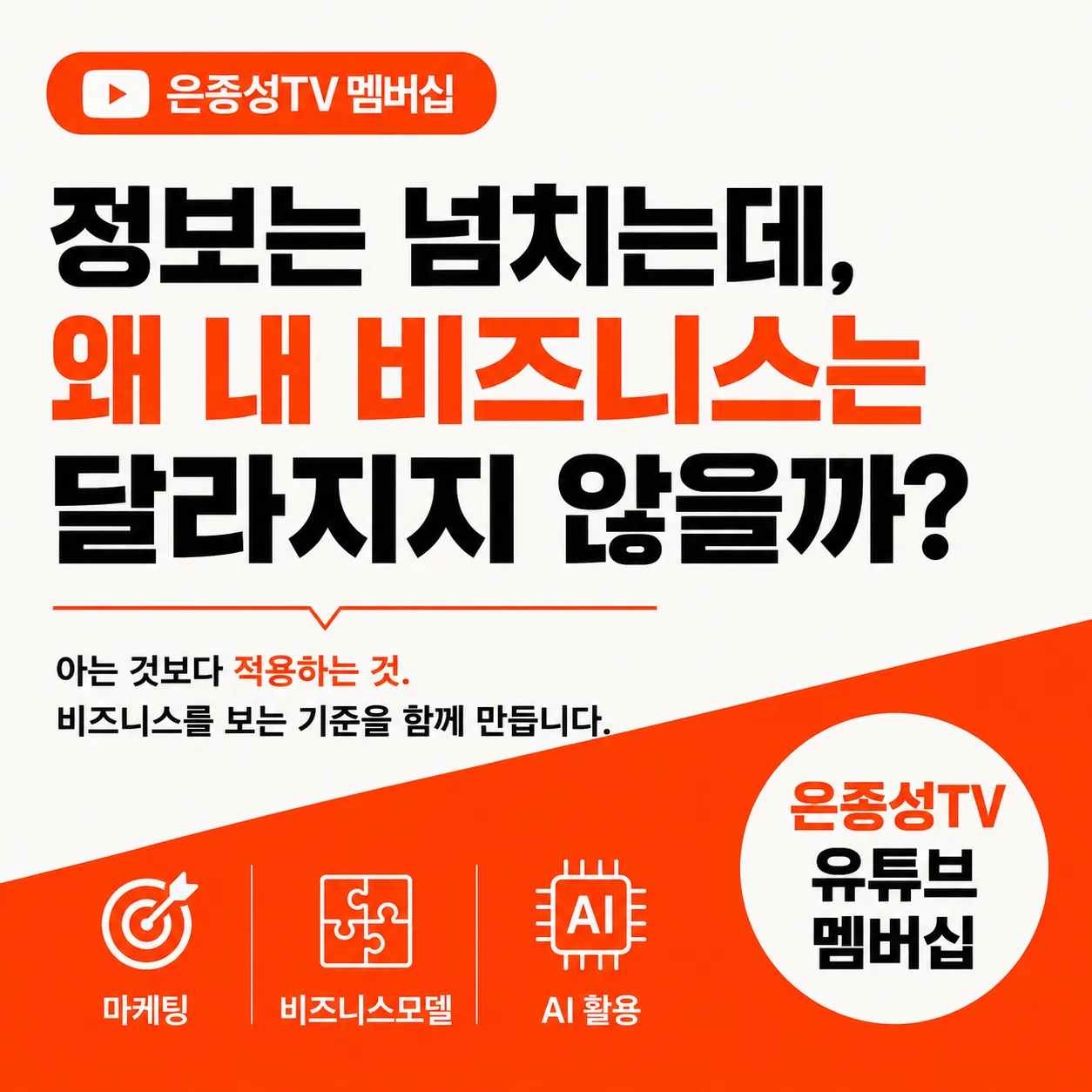 은종성TV 멤버십을 소개합니다-AI·마케팅·비즈니스모델 - 이론은 실무에서 활용가능해야 하고, 실무는 이론적으로 설명될 수 있어야 — 기업강사 은종성 입니다 (브런치)
