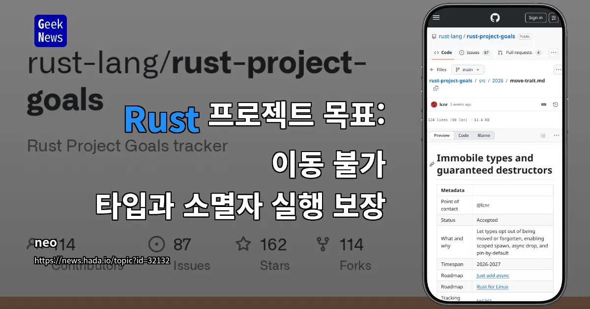 Rust 프로젝트 목표: 이동 불가 타입과 소멸자 실행 보장 — 긱뉴스