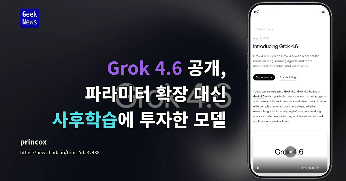 Grok 4.6 공개, 파라미터 확장 대신 사후학습에 투자한 모델 — 긱뉴스